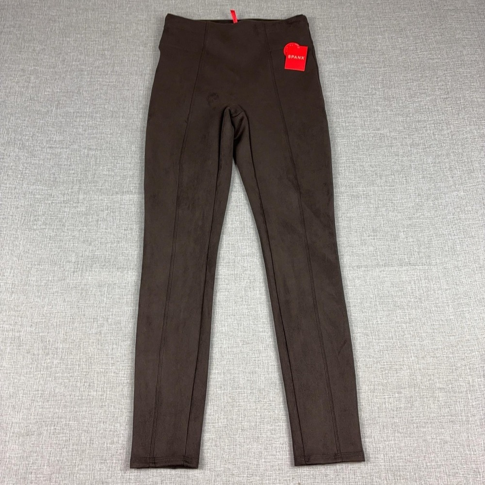 Spanx‎ Faux Suede Leggings Womens Small Brown High Rise Ankle Shaping Pants